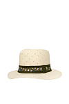 Шляпа федора GINGI лето ун. 22 0Y-00006781 (L, молочный/хаки, лента)