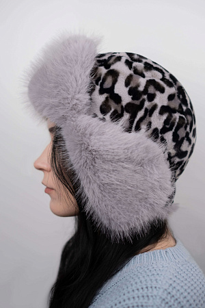 Шапка ушанка на кнопке МИНИ ЭКО НОРКА РЕКС+ПЕСЕЦ зима жен. 25/26 0Y-00018995