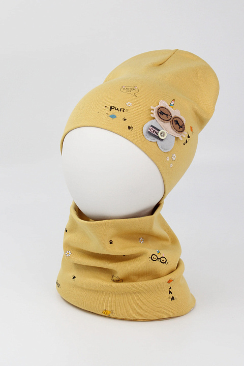 Комплект детский шапка и труба из хлопка