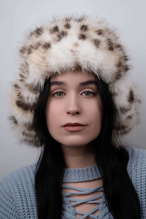 Шапка ушанка на кнопке МИНИ ЭКО НОРКА+РЫСЬ зима жен. 25/26 0Y-00018997
