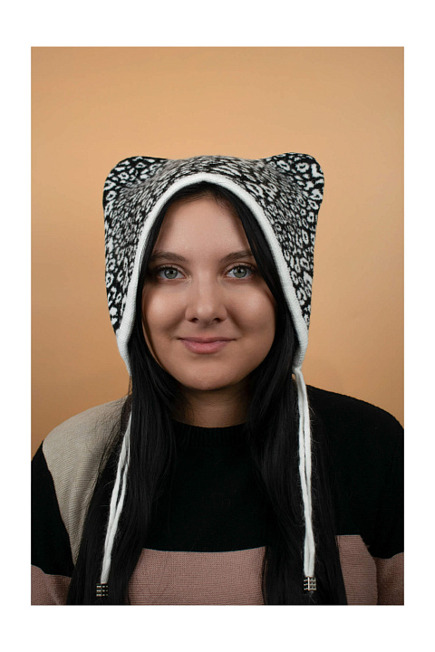 Чепчик леопардовый из шерсти и ангоры