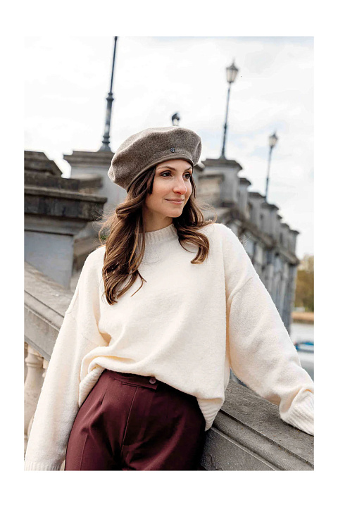 Берет из шерсти и иск.кожи / LOEVENICH